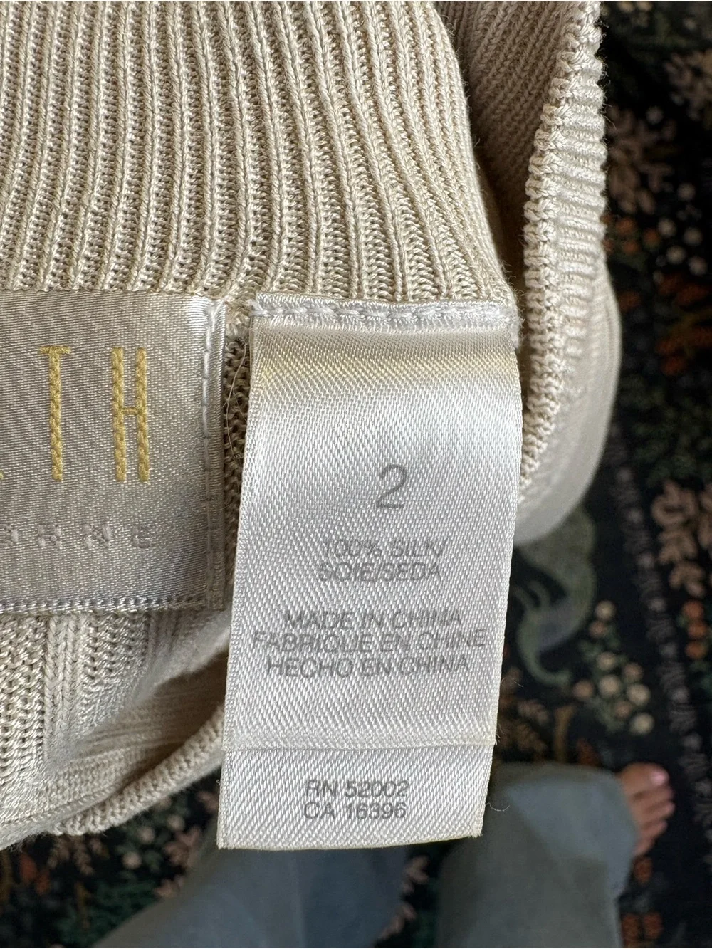 Liz Claiborne Ribbed Short-Sleeve Turtleneck Top in Cream